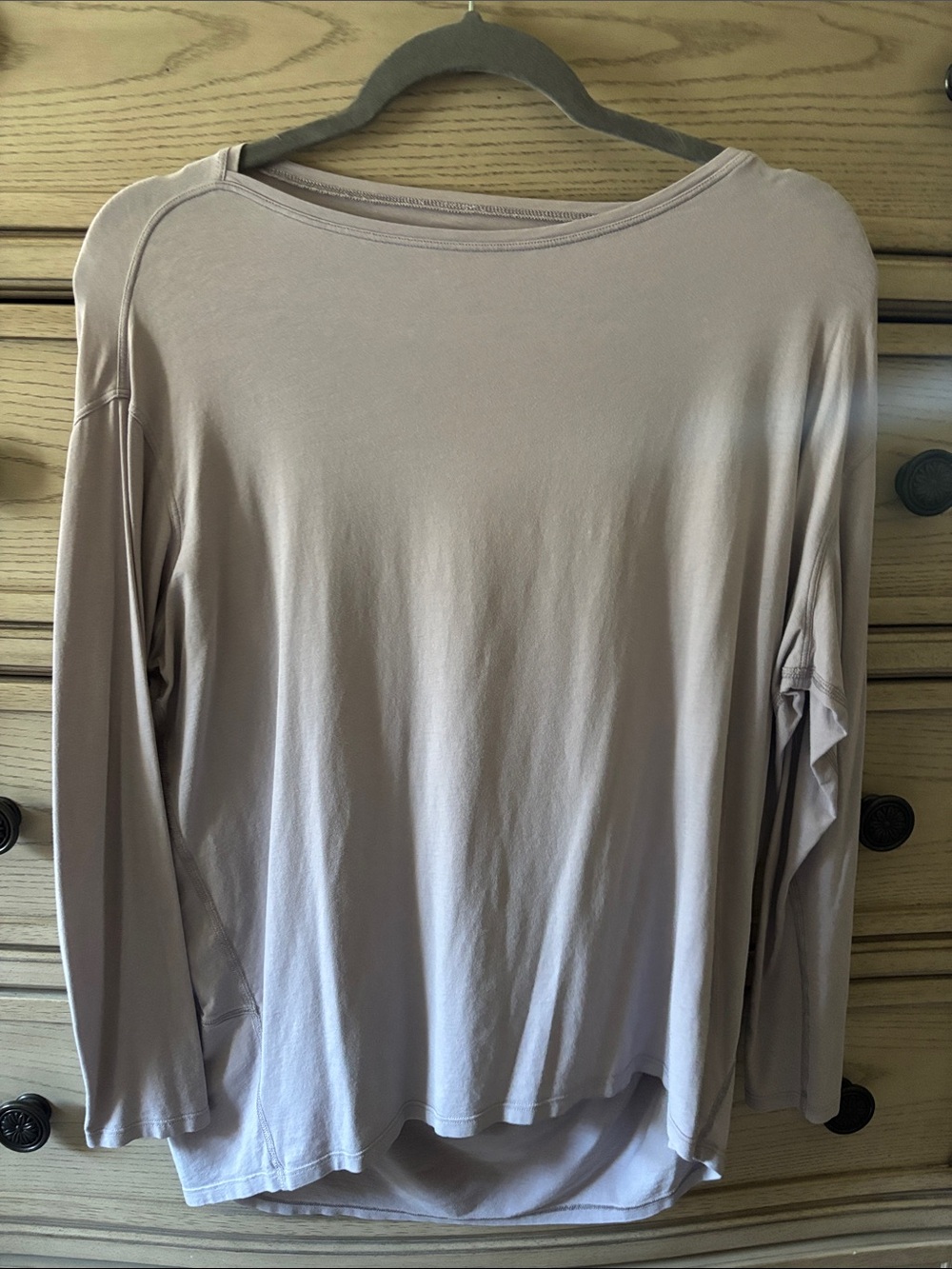 lululemon athletica back in action purple Long Sleeve boat Neck Tee